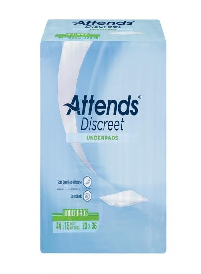 Attends Discreet Underpads, 23"x36" Disposable Absorbent Pad for Skin and Surface Protection, Heavy Absorbency, 15ct Bag - Image 1